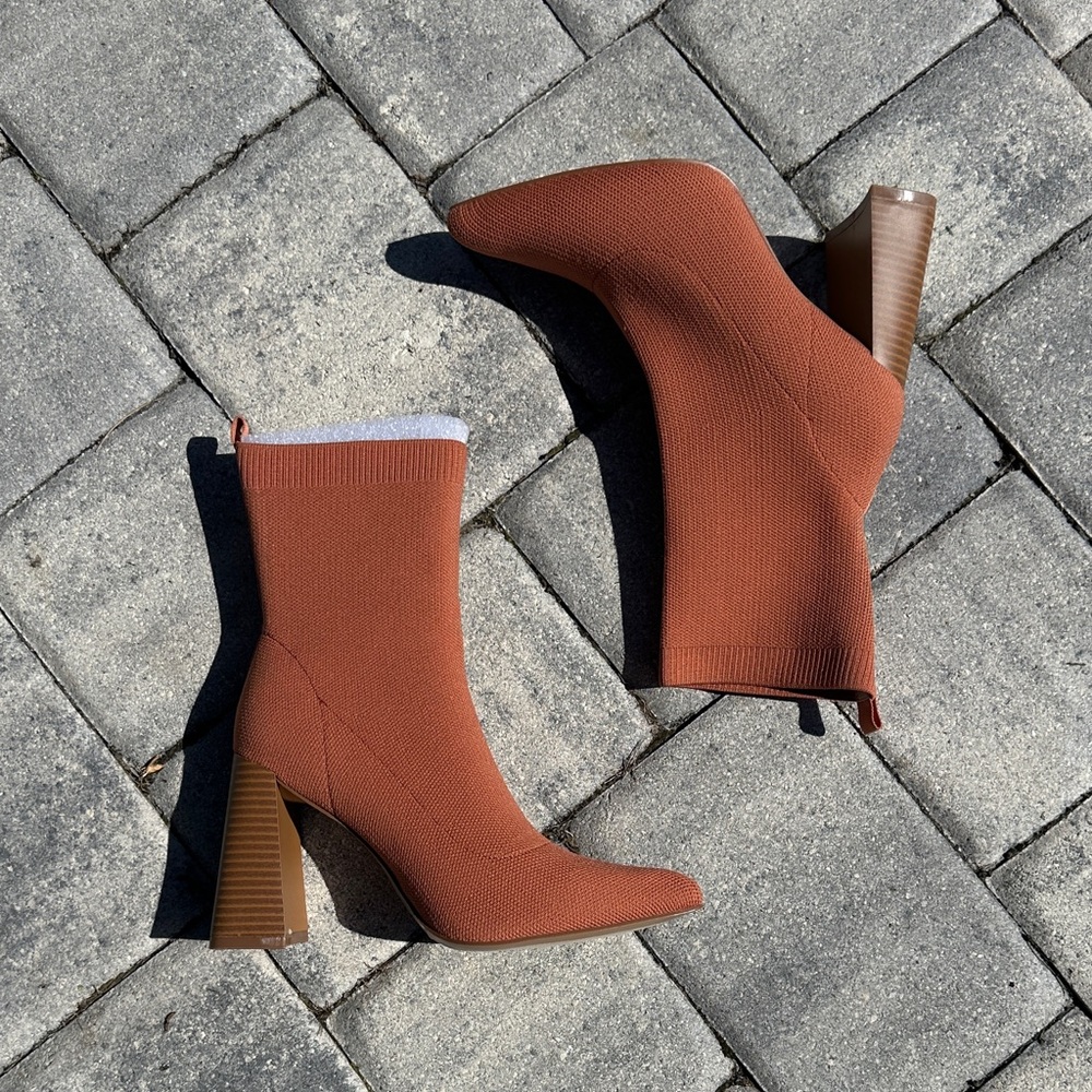 Nine West Rust Knit Heeled Boots